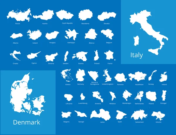 Carte politique colorée des pays européens avec des couches clairement étiquetées et séparées. Illustration vectorielle . — Image vectorielle