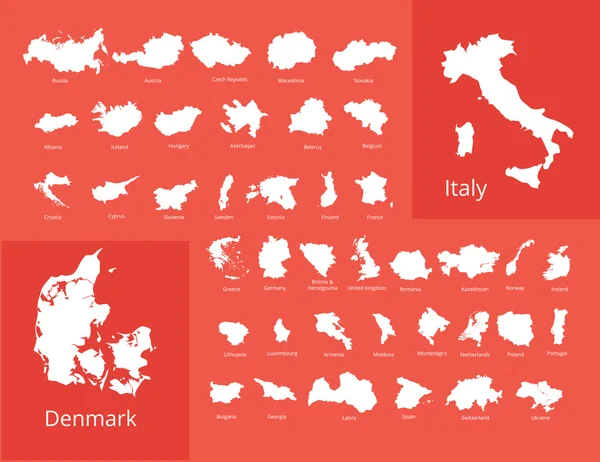 Färgglada europeiska länder politisk karta med tydligt märkta, åtskilda lager. Vektor illustration. — Stock vektor