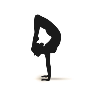 Yoga pozisyonları. Siluetleri Icons set. Vektör çizim