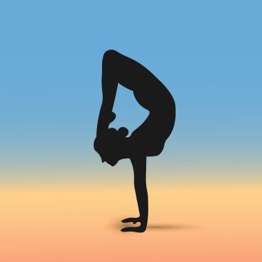 Yoga pozisyonları. Siluetleri Icons set. Vektör çizim