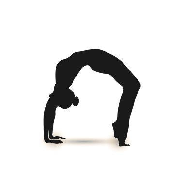 Yoga pozisyonları. Siluetleri Icons set. Vektör çizim