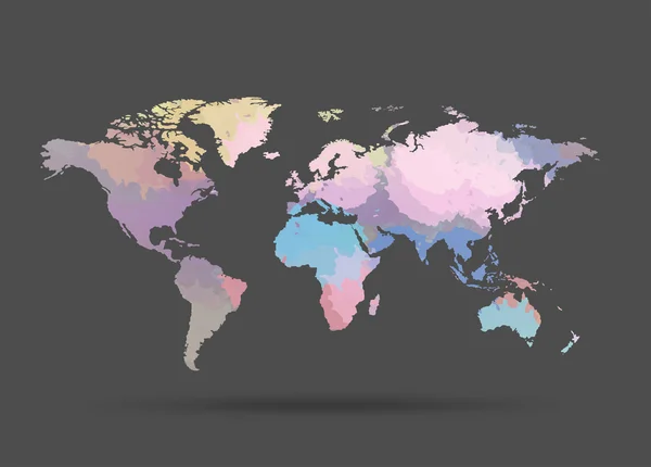 Coups de pinceau sur la carte du monde. Illustration vectorielle . — Image vectorielle