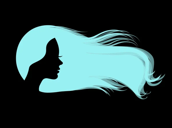 Ilustracja wektorowa sylwetkę kobiety piękne włosy — Wektor stockowy