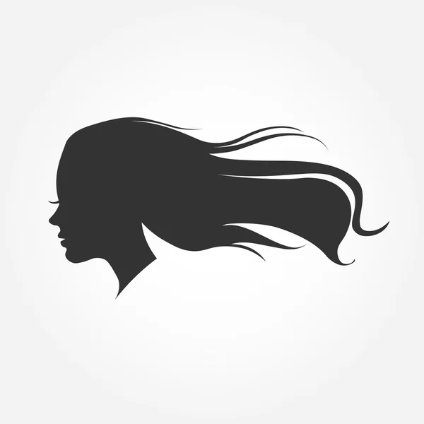 Vektoros illusztráció a női sziluett gyönyörű hajjal — Stock Vector