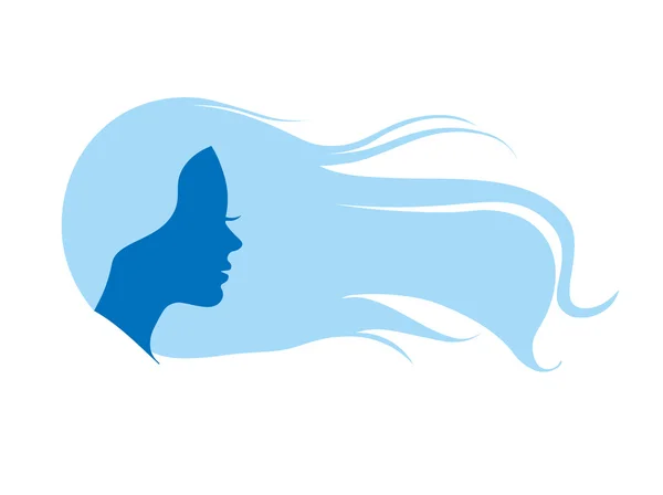 Illustration vectorielle de la silhouette féminine avec de beaux cheveux — Image vectorielle