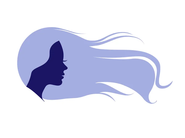 Ilustración vectorial de la silueta de la mujer con cabello hermoso — Archivo Imágenes Vectoriales