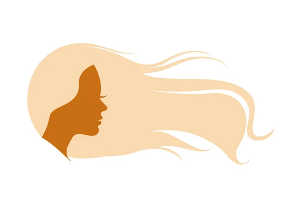 Ilustração vetorial da silhueta da mulher com cabelo bonito — Vetor de Stock