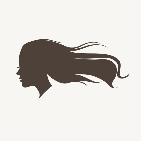 Ilustración vectorial de la silueta de la mujer con cabello hermoso — Vector de stock