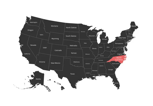 Карта США. Зображення із відсічним контуром та ім'я держав. Державна Марк. Векторні ілюстрації. — стоковий вектор
