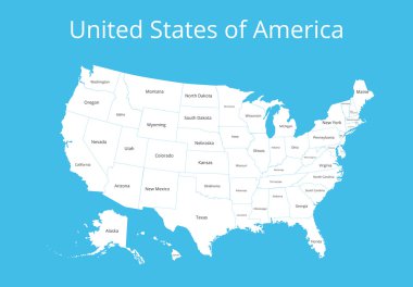 ABD Haritası. Görüntü kırpma yolu ve adı Birleşik. Devlet işareti vektör çizim.