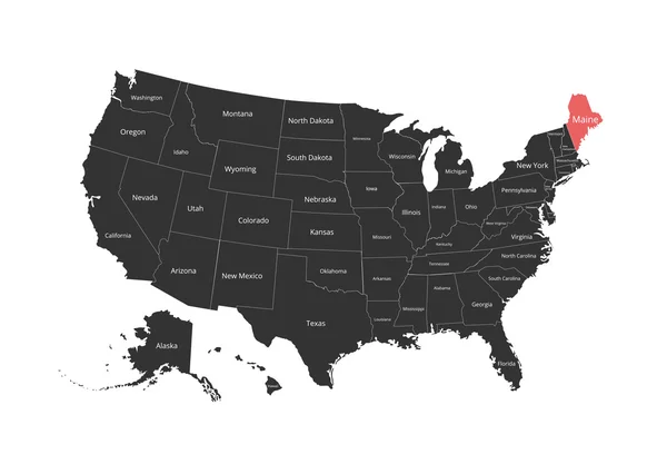 Карта США. Зображення із відсічним контуром та ім'я держав. Державна Марк. Векторні ілюстрації. — стоковий вектор