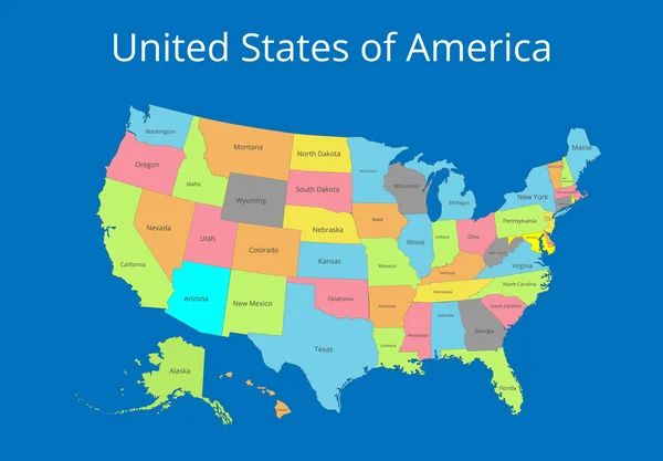 Mapa dos EUA. Imagem com caminho de recorte e nome dos estados. Marca de Estado Ilustração vetorial . —  Vetores de Stock