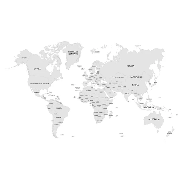 Dünya harita ülke adları ile. Vektör çizim. — Stok Vektör