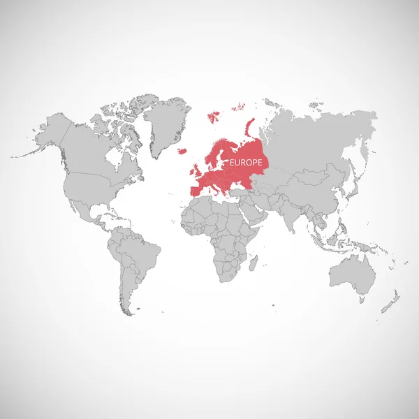 Weltkarte mit dem Zeichen des Landes. Europa. Vektorillustration. — Stockvektor
