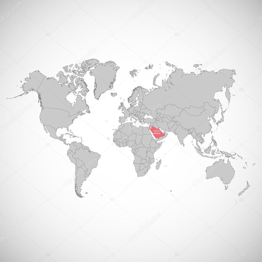 World Map With The Mark Of The Country Saudi Arabia Vector Illustration Stock Vector C Rb Octopus Vc 111016402
