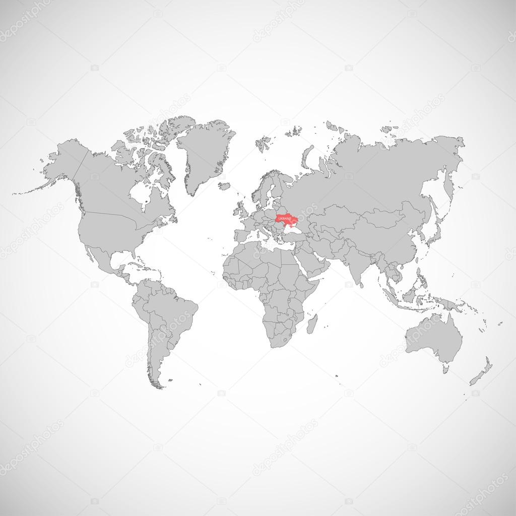 World Map With The Mark Of The Country Ukraine Vector Illustration Vector Image By C Rb Octopus Vc Vector Stock 111016582