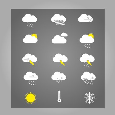 Hava simgeleri ayarlandı. vektör illüstrasyonu.