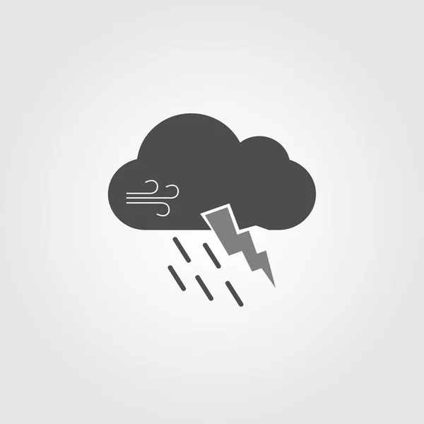 Nube con viento relámpago y lluvia Icono para el patrón meteorológico. Ilustración vectorial . — Archivo Imágenes Vectoriales