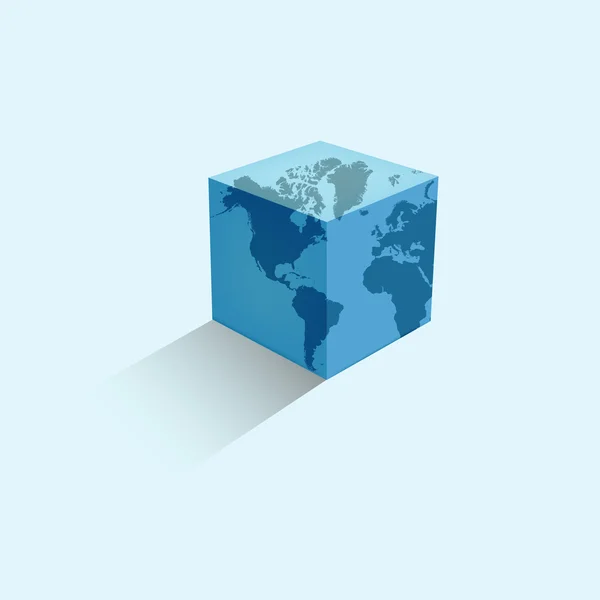Kolorowa mapa świata. Ziemia w formie sześcianu. Ilustracja wektorowa. — Wektor stockowy