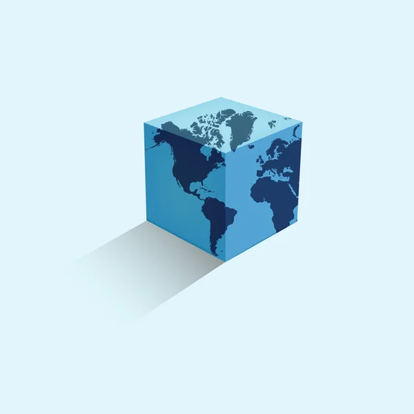 Карта мира красочная. Земля в форме куба. Векторная иллюстрация . — стоковый вектор