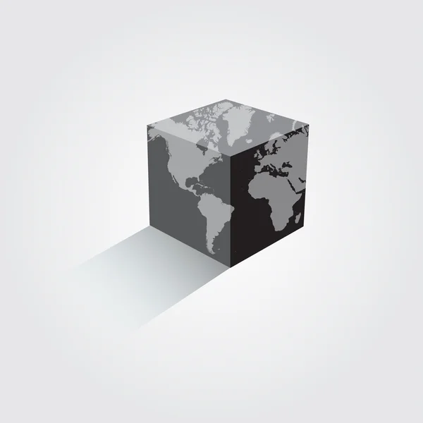Карта мира красочная. Земля в форме куба. Векторная иллюстрация . — стоковый вектор