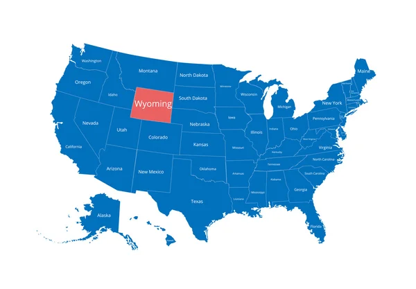 Mapa de los EE.UU. Imagen con trazado de recorte y nombre de estados. Marca de estado. Utah. Ilustración vectorial. — Vector de stock