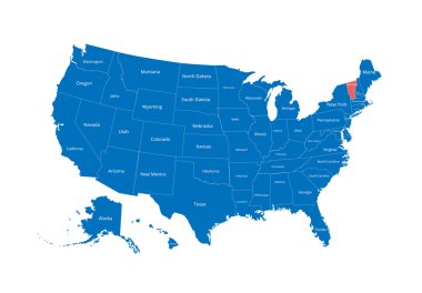 Abd Haritası. Kırpma yolu ve durum adı ile görüntü. Eyalet işareti. Vermont. Vektör çizimi.