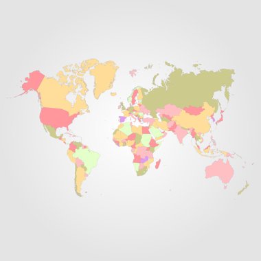 Dünyanın renkli harita. Vektör çizim.