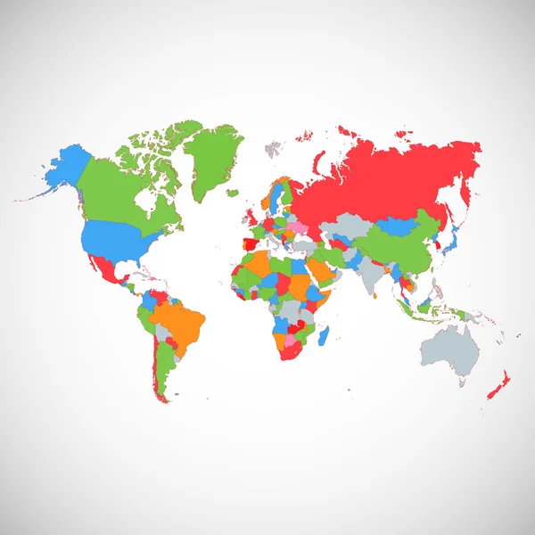 Dünyanın renkli harita. Vektör çizim. — Stok Vektör