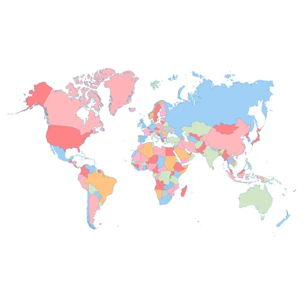 Mapa colorido del mundo. Ilustración vectorial . — Archivo Imágenes Vectoriales