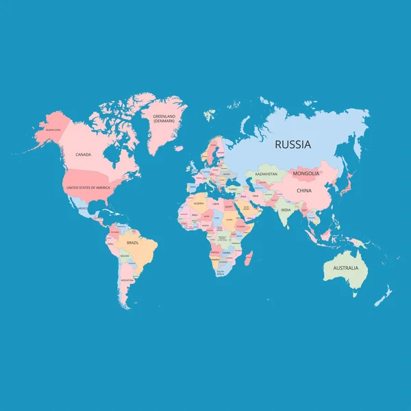 Красочная карта мира. Векторная иллюстрация . — стоковый вектор