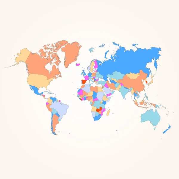 Carte colorée du monde. Illustration vectorielle . — Image vectorielle