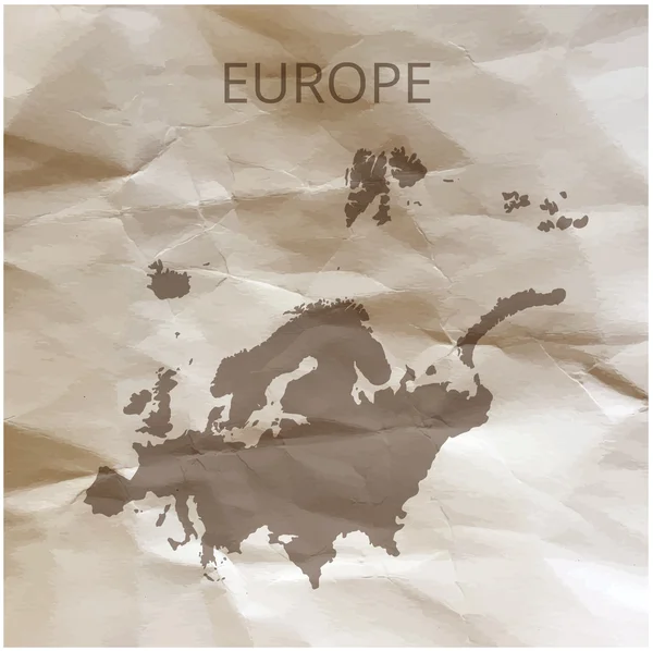 Europakarte auf Papier. Europakarte auf Papyrus. Vektorillustration. — Stockvektor