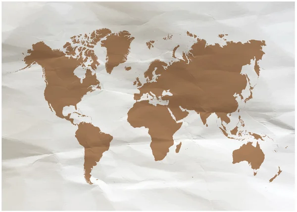 Weltkarte auf Papier. Weltkarte auf Papyrus. Vektorillustration. — Stockvektor