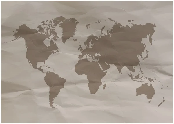 Dünya harita kağıt üzerinde. Dünya harita papirüs üzerinde. Vektör çizim. — Stok Vektör