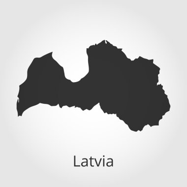 Letonya harita simgesi. Vektör çizim.