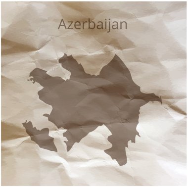 Papirüs üzerine Azerbaycan Haritası. Vektör çizim.