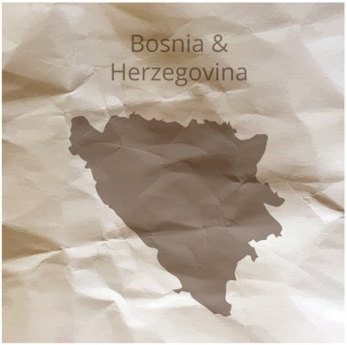Harita Bosna Hersek papirüs üzerinde. Vektör çizim.