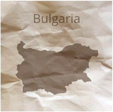 Papirüs üzerine Bulgaristan Haritası. Vektör çizim.