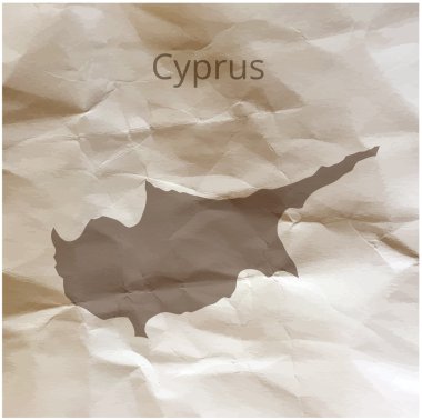 Papirüs üzerine Kıbrıs Haritası. Vektör çizim.