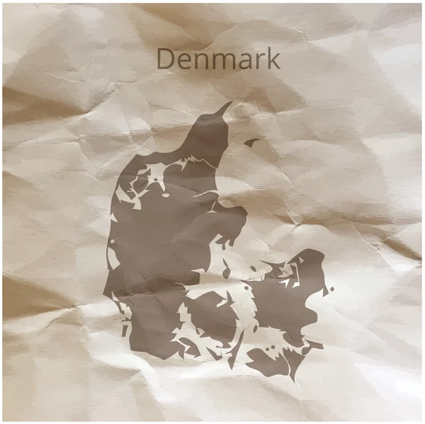 Harita Danimarka papirüs üzerinde. Vektör çizim.