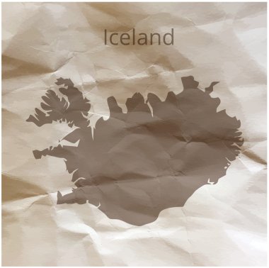 Papirüs üzerinde İzlanda Haritası. Vektör çizim.