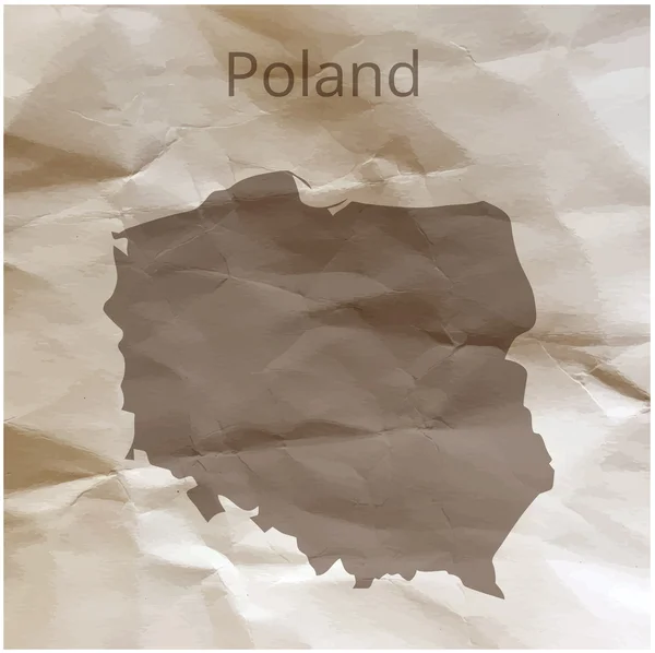 Mapa de Polonia en papiro. Ilustración vectorial . — Vector de stock
