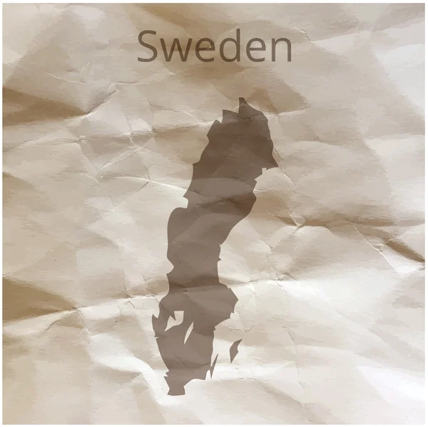 Papirüs üzerinde İsveç Haritası. Vektör çizim. — Stok Vektör