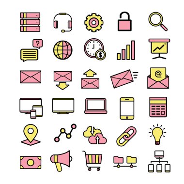 Vektör kümesi düz iş ikonları/simgeleri