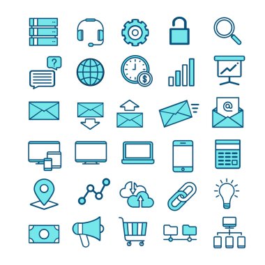 Vektör kümesi düz iş ikonları/simgeleri