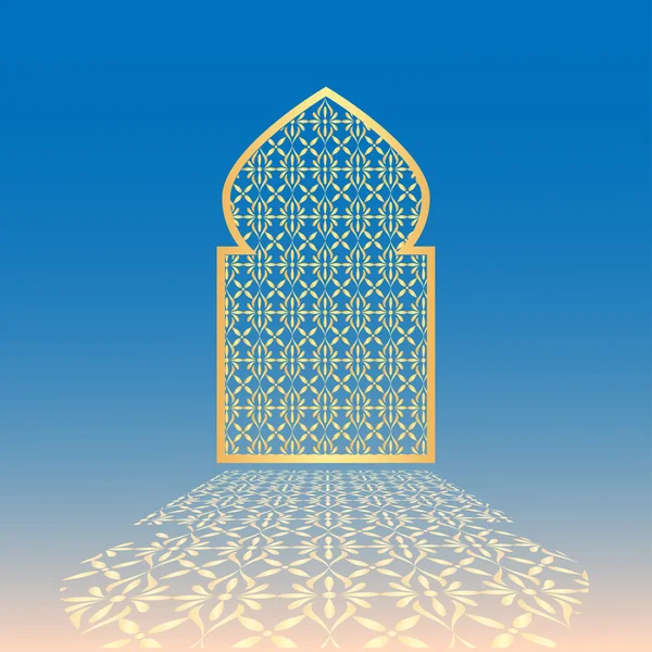 Ramadan Kareem Mesquita janela para islâmico. Ilustração vetorial . — Vetor de Stock