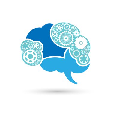 Mekanizmaları ile beyin simgesi. Vektör çizim.