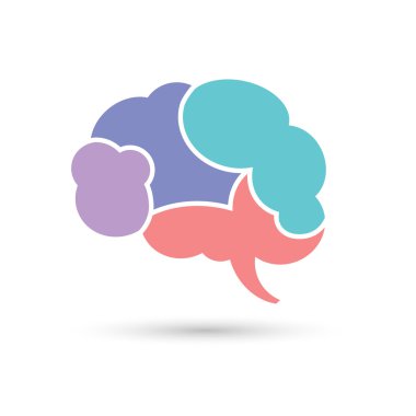 Renkli beyin simgesi. Vektör çizim.