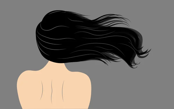 矢量图的与美丽的头发的女人的剪影 — 图库矢量图片